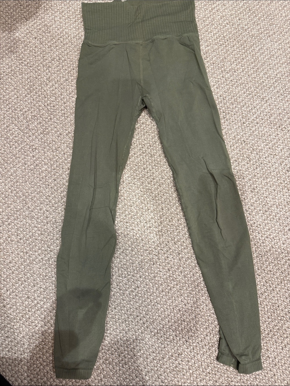 FP Movement by Free People Olive Green Ribbed Waist Leggings